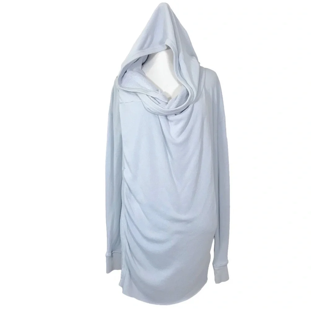 Free People Blue Terry Cloth Hooded Sweater Size Small